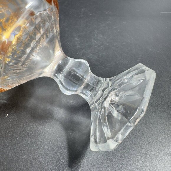 Bohemian Czech Clear Glass Goblet Cups Set2 Glasses Heavy Gold Butterfly Pattern - Picture 10 of 16